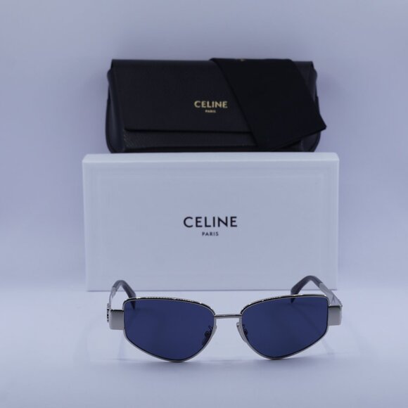 Celine CL40293U 16V Geometric Sunglasses - Palladium/Blue - Picture 3 of 11